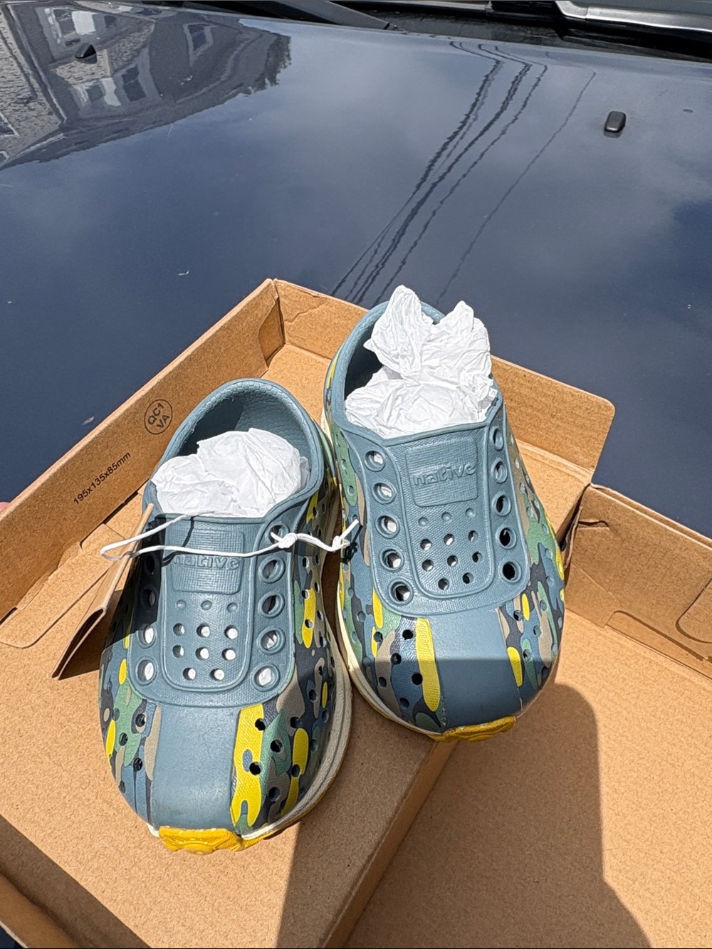 Native Robbie Sugarlite Print Kids Slip-On Shoes in Blue Camo C4 BABY